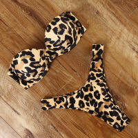 Bañador brasileño Sexy para mujer, conjunto de Bikini con sujetador de realce, traje de baño de dos piezas, ropa de playa de cintura baja, bañador de leopardo - details 7