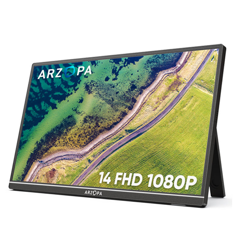 Arzopa Monitor portátil de 14,0 pulgadas FHD 1080P IPS USB-C Mini-HDMI segunda pantalla externa para Mac Laptop PC Android Switch Xbox PS4/5,A1S