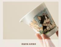 Palacio Museo Cultural y Creativo Lindo Gato Negocios Kung Fu Juego de Té Porcelana Blanca Cuenco Flotante Caja de Regalo - details 6