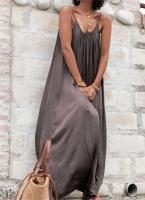 Novedad de verano, ropa informal holgada para mujer, vestido con tirantes de color liso, sevess, moda y elegante de fabricación china - details 3