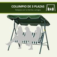 Columpio de Jardín de 3 Plazas Balance Exterior con Techo Ajustable y Marco de Acero Carga 240kg - details 22