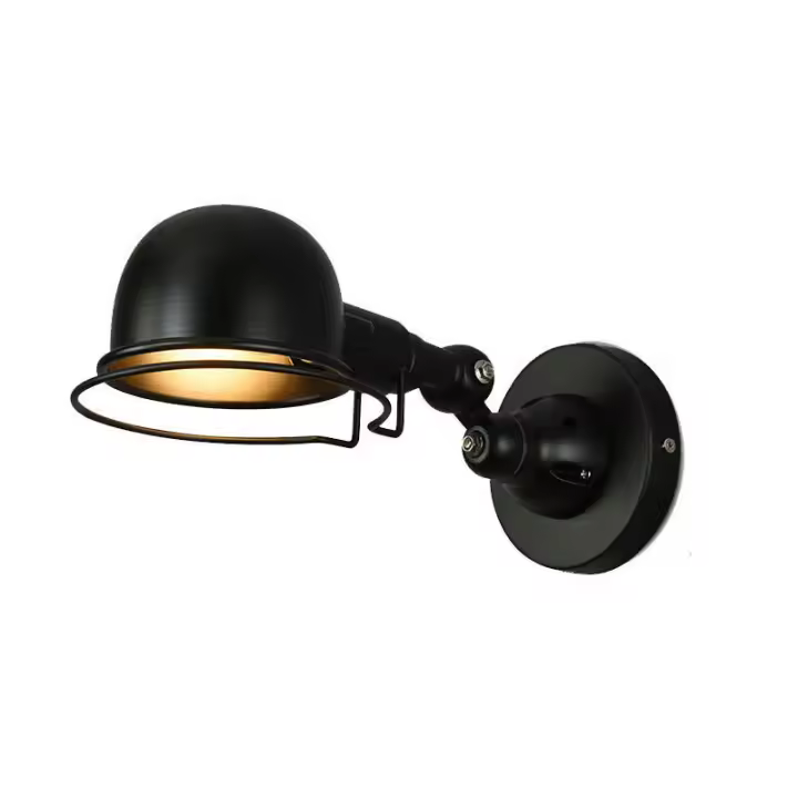 Apliques de pared vintage ajustables, lámpara de lectura de cabecera retráctil, lámpara de pared retro industrial rústica negra, accesorios de lámpara de pared con brazo oscilante para restaurante, dormitorio, cafetería - 1