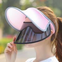 Verano ajustable protección solar Anti-UV visera sombrero para el sol cubierta facial escudo parasol gorra de ala ancha - details 11