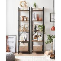 Librería de 5 Niveles, Biblioteca, Estantería para Oficina, Estudio, Sala de Estar, Dormitorio, 30 x 66 x 153 cm, Industrial, Marrón Rústico y Negro - details 12