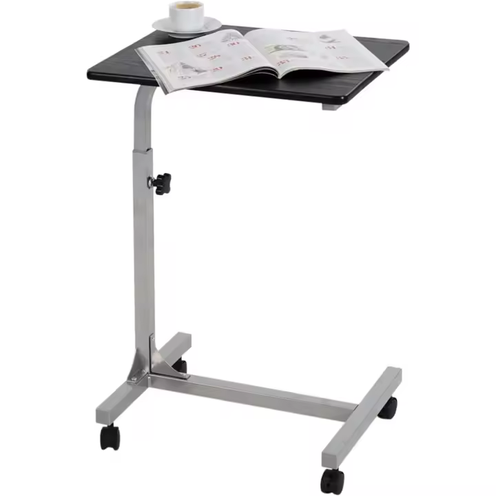 MEUBLE COSY Mesa Auxiliar para Ordenador Altura Ajustable Escritorio Laptop Móvil con 4 Ruedas Mesita de Noche para Cama y Sofá, Roble - 1