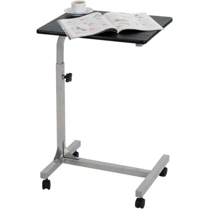 MEUBLE COSY Mesa Auxiliar para Ordenador Altura Ajustable Escritorio Laptop Móvil con 4 Ruedas Mesita de Noche para Cama y Sofá, Roble - 1