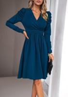 Primavera y otoño 2025 Vestido midi de mujer de moda de color sólido - details 0