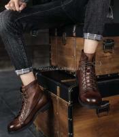 Botas de moto con estilo logo Dropshipping, botas Martin de cuero para exteriores para hombre - details 4