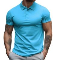 Polo de manga corta para hombre, camiseta informal con cuello Henley, talla grande, primavera, verano, Azul, Negro, RED2xl - details 1