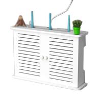 Cajas de almacenamiento de enrutador Wifi inalámbrico, caja de madera, soporte de Cable Plus, tablero de enchufe colgante de pared, estante de almacenamiento S - details 0