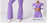 Campana de yoga para mujer - Pantalones deportivos transpirables para correr en gimnasio ajustados con cintura alta y salto de cadera - details 3