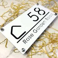Placa de señal de número de casa acrílica cortada con láser, espejo Gery mate personalizado, nombre de dirección, señales para exteriores, placa de pared - details 11