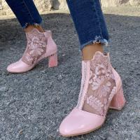 Botas de Cuero para Mujer Primavera 2025 Estilo Cremallera PU Tacón Grueso Boca Profunda - details 4