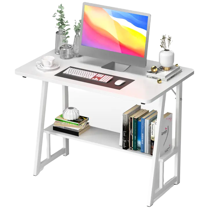Rcynview Mesa de Oficina Moderna - Madera y Marco de Metal Z - Ideal para Dormitorio o Oficina - Producto de Alta Calidad - 1