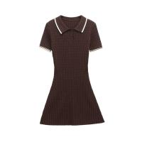 TRZA mujeres moda botones delanteros Cable tejido Mini vestido Polo cuello manga corta Mujer Vestidos Mujer - details 1