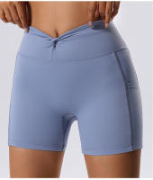 Pantalones Cortos De Deporte Para Mujer, Pantalones De Yoga De Cintura Alta Con 2 Bolsillos Laterales, Mallas Cortas De M - details 4