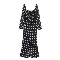 Vestido de lunares con cuello cuadrado, manga en la cintura, estilo elegante, falda larga, novedad de verano 2025, ropa de mujer - details 1