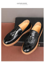 Zapatos casuales para hombres tendencia que aumenta los zapatos de cuero de cabeza redonda mocasines transpirables británicos - details 6