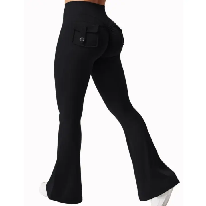 Pantalones de yoga para mujer con ropa de compresión de malla de pierna ancha, con una sensación fresca y desnuda 2024 - 1