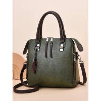 Bolso Retro para mujer, bolso tipo shopper de gran capacidad, ligero, con asa superior y borla de cuero PU, mochila de lujo de alta gama - details 0