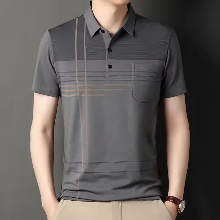 Polo de Camisa de Manga Corta de Verano Estilo Casual de Negocios para Hombres Mayores - 1