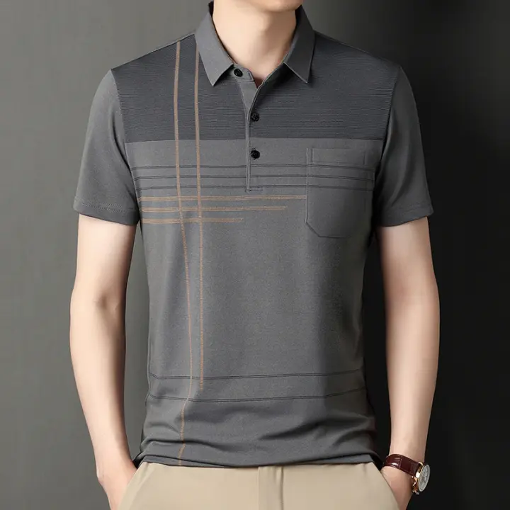 Polo de Camisa de Manga Corta de Verano Estilo Casual de Negocios para Hombres Mayores - 1