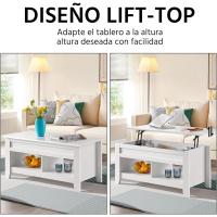 Mesa de Café de Madera Elevable Diseño Moderno para Sala Tamaño 104,5 x 49,5 x (49-61,5) cm Gris - details 24