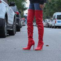 Botas Largas de Moda para Mujer 2025 Punta Afilada, Tacón Alto, Delgado Cuero Sintético - details 3
