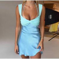 Mini Vestido de Satén con Detalles de Parche Vestido Corto Elegante para Noches, Vestido de Playa y Vacaciones para Mujeres - details 15