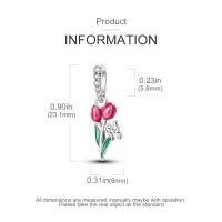 -Colgante de Plata de Ley 925 para mujer, dije de mariposa de tulipán rosa, compatible con Pulsera Original, collar, joyería de lujo, regalos - details 1