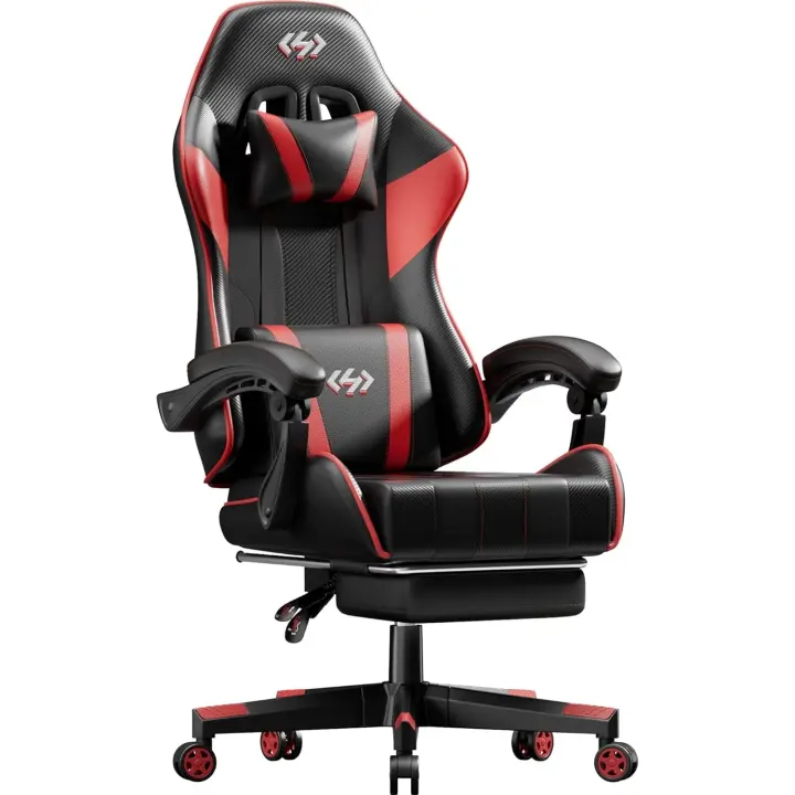 Gamer con Reposapiés y Soporte Lumbar, Silla Ordenador con Spring Cushion, Sillon Gamer - 1