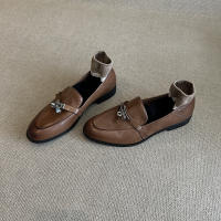 Zapatos de Cuero Genuino Antiguos con Hebilla de Bloqueo Paso Perezoso en Cien, Estilo Boat y Mocasines - details 4