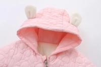 2025 Otoño Invierno bebé recién nacido mameluco más mono con capucha de terciopelo para niños 0-2 años mono de invierno para niñas trajes de bebé - details 5