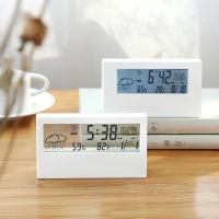 Reloj Despertador Eléctrico de Escritorio LCD Moderno Blanco, Calendario, Temperatura Digital, Operado por Batería - details 2