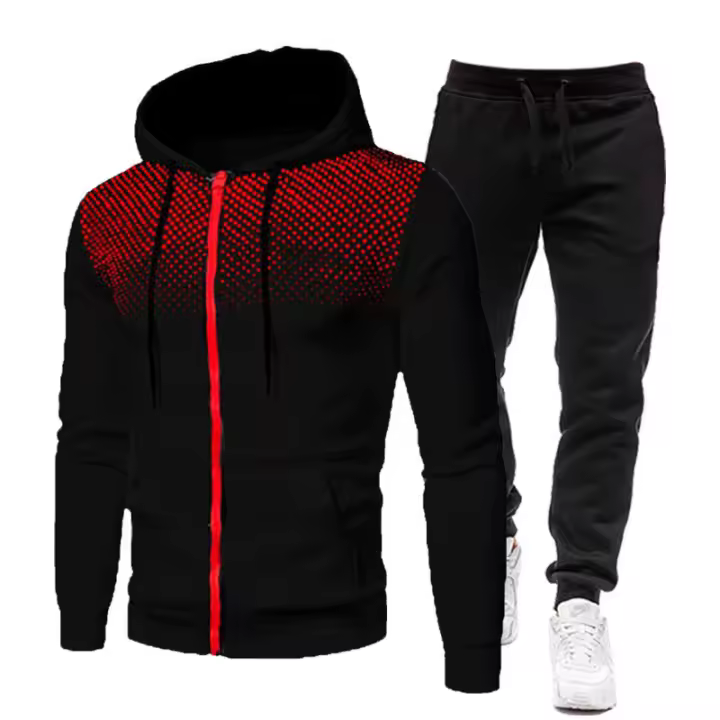 Ropa deportiva estampada a la moda para hombre, sudadera con capucha y cremallera, pantalones de chándal, conjunto de tres piezas de dos piezas, Fierss y Trotar - 1