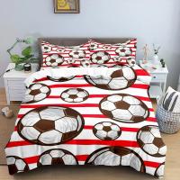 Juego de Cubierta de Edredón de Fútbol Tamaño King Simple en Negro y Blanco Cubierta de Cojín Deportiva 3D para Niños y Niñas Juego de Ropa de Cama de Poliéster - details 9