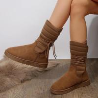 Botas de nieve a media pantorrilla para mujer, zapatos de plataforma, mantienen el calor, con cordones, cómodas, impermeables, calidad, invierno - details 4