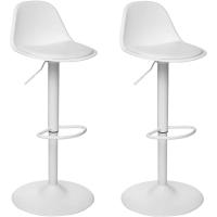 Juego de 2 taburetes de bar regulables en altura, color blanco, D 45 x H 103 cm - details 0