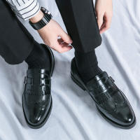 Zapatos formales de negocios para hombres, borla de empalme de un solo botón, Retro, moda juvenil, diario, oficina, banquete, novio, boda - details 20