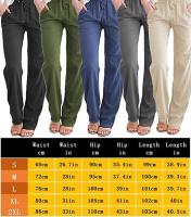 Pantalones informales de lino de algodón para Mujer, pantalones rectos con cordón, cintura alta elástica, vintage, verano - details 0