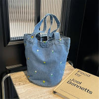 Bolso de cubo de mezclilla bordado, bolso de mano de gran capacidad, bolso de hombro que combina con todo, bolso de compras portátil para mujer, nuevo - details 10