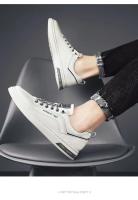 Zapatos informales versátiles para hombre, botas bajas planas, transpirables, color blanco, Otoño, 2025 - details 12