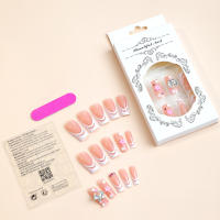 Blanco francés borde lazo taladro estilo uñas hojas flor manicura - details 0