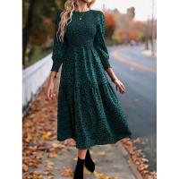 Primavera otoño nuevos vestidos de cuello redondo para mujer vestido de manga larga estampado A-line liquidación - details 8