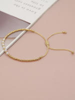 Pulseras de surfista con cuentas chapadas en oro, pulsera con dijes de perlas naturales, joyería de verano hecha a mano para mujeres, regalo para chicas adolescentes - details 3