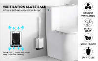 Cepillo De Inodoro Profundo Con Silicona Y Mango De Plástico Antideslizante 1 Pack Cerdas Flexibles (Plata) Limpiador De Baño - details 1