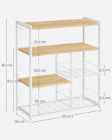 Estantería de Cocina de Metal con 2 Cestas Estante para Microondas, con Estantes y Ganchos - details 1