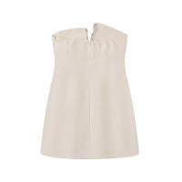 TRAFZA-minivestido elegante sin tirantes para mujer, vestido de fiesta sin mangas con hombros descubiertos y diamantes de imitación decorativos con cremallera lateral, vestido de moda - details 3