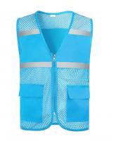 Chaleco reflectante para construcción nocturna, red de pesca con múltiples bolsillos, chaqueta voluntaria para grandes eventos, chaleco informal con cierre de cremallera para verano - details 11