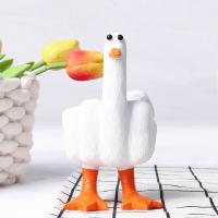 Nuevo bonito pato de resina creativo, artesanía, pato de dedo medio, decoración de escritorio, adorno para el hogar, 14,5 cm - details 3